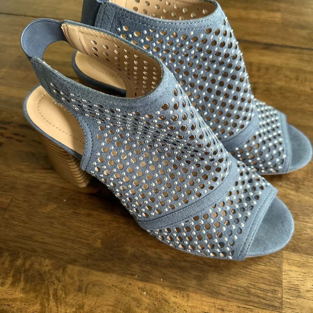 Andrew Geller Blue Perforated Slingback Heels